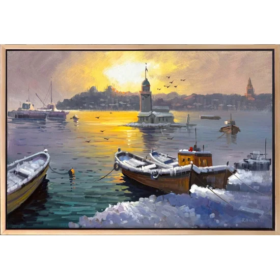 Eski İstanbul’da Kış Yağlı Boya Tablosu