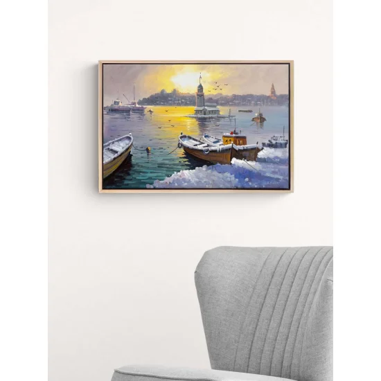 Eski İstanbul’da Kış Yağlı Boya Tablosu