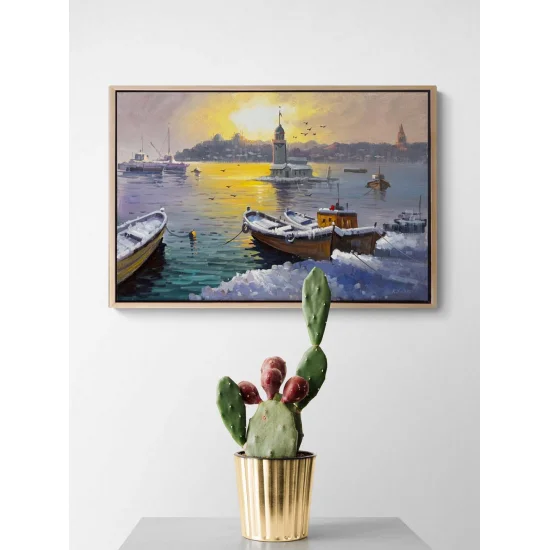 Eski İstanbul’da Kış Yağlı Boya Tablosu