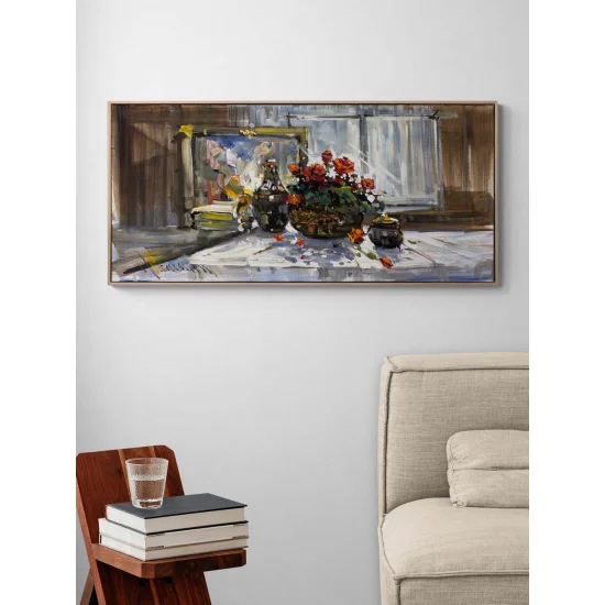 Pencere Önünde Güller Yağlı Boya Tablosu