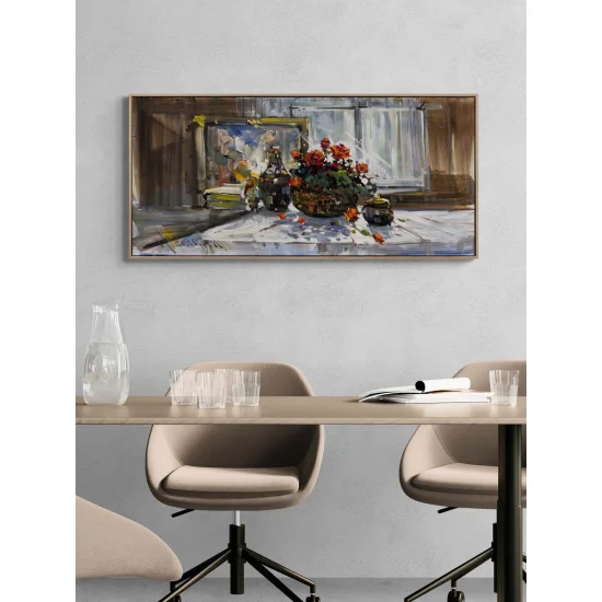 Pencere Önünde Güller Yağlı Boya Tablosu