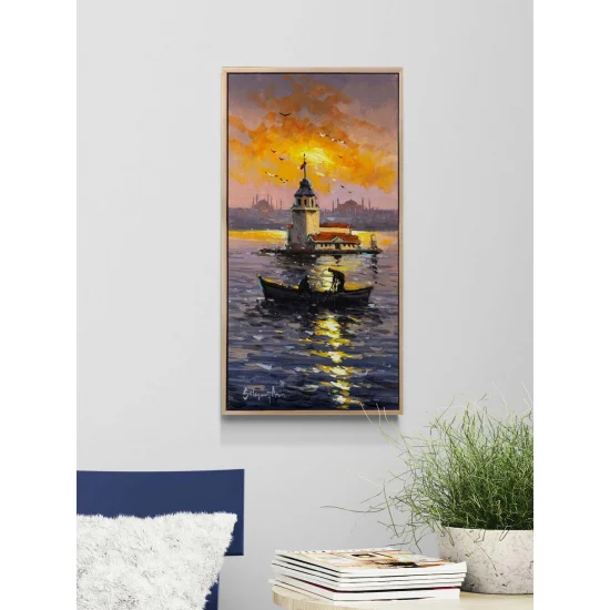 Yaz Akşamı Kız Kulesi Yağlı Boya Tablosu