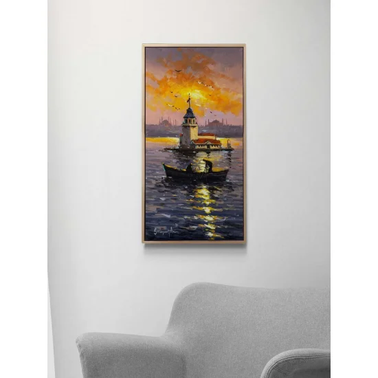 Yaz Akşamı Kız Kulesi Yağlı Boya Tablosu