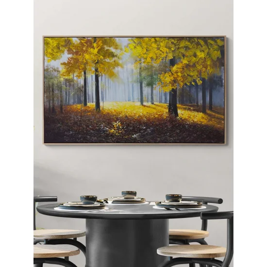 Sonbahar Ormanı Kalbi Yağlı Boya Tablosu