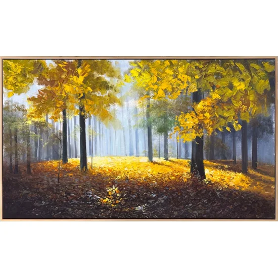 Sonbahar Ormanı Kalbi Yağlı Boya Tablosu