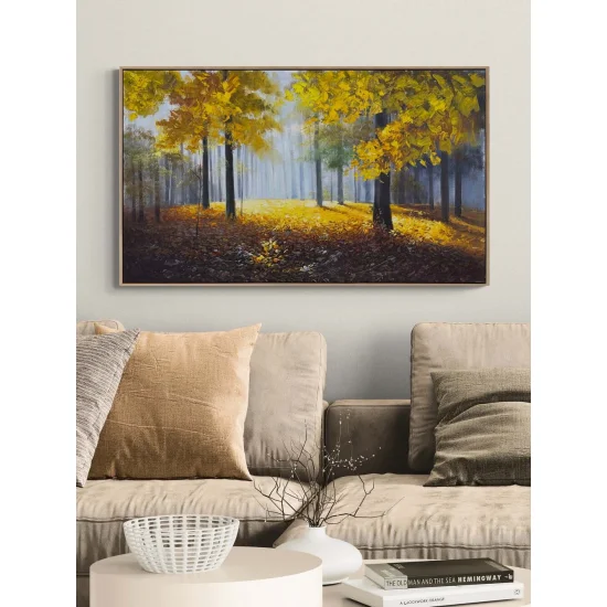 Sonbahar Ormanı Kalbi Yağlı Boya Tablosu