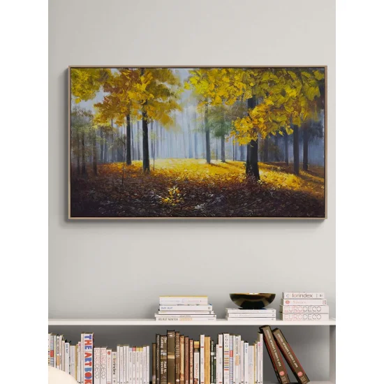 Sonbahar Ormanı Kalbi Yağlı Boya Tablosu