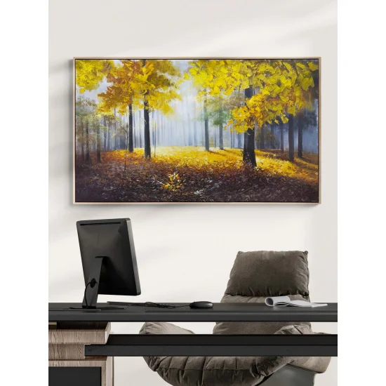 Sonbahar Ormanı Kalbi Yağlı Boya Tablosu