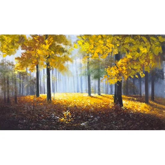 Sonbahar Ormanı Kalbi Yağlı Boya Tablosu