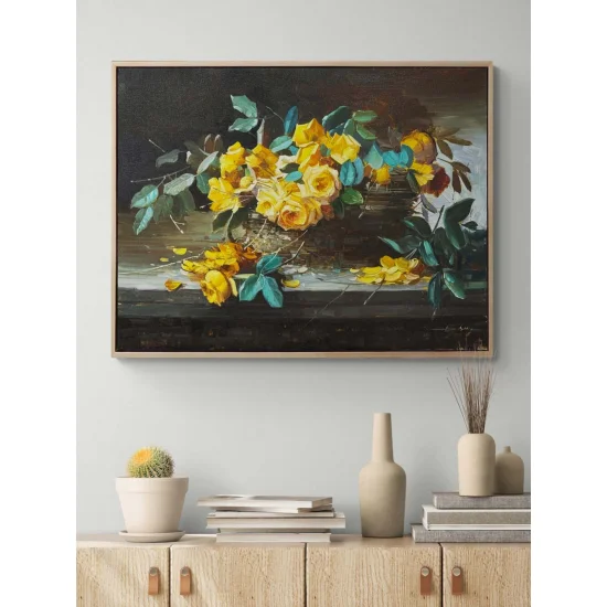 Hatıralarla Sarı Güller Yağlı Boya Tablosu