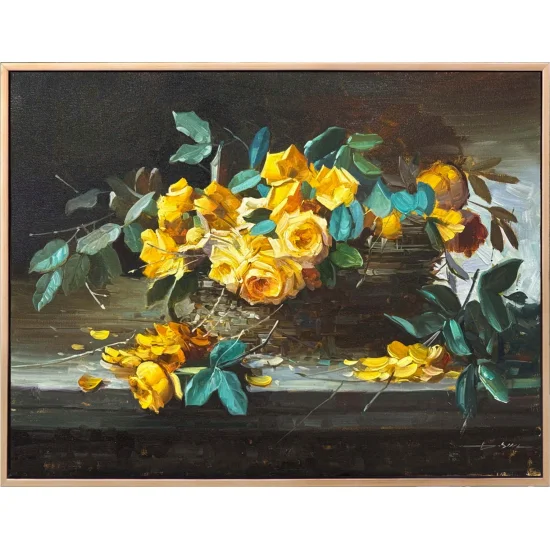 Hatıralarla Sarı Güller Yağlı Boya Tablosu