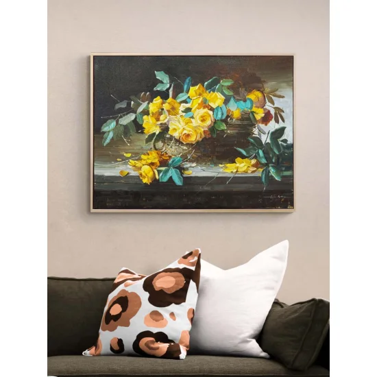 Hatıralarla Sarı Güller Yağlı Boya Tablosu