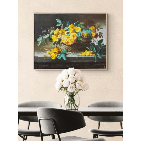 Hatıralarla Sarı Güller Yağlı Boya Tablosu