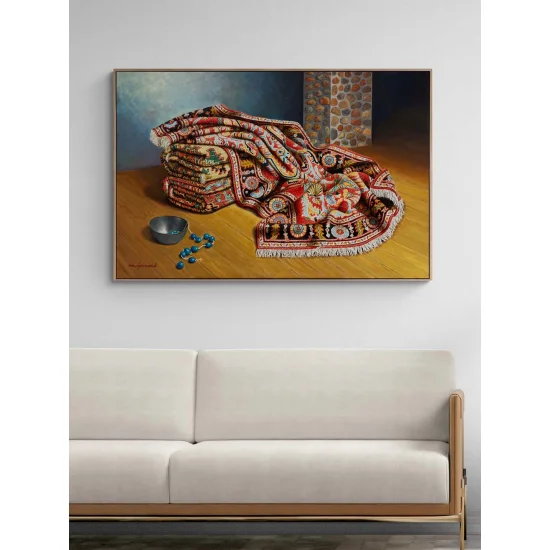 Kilimli Natürmort Yağlı Boya Tablosu