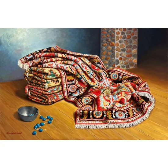 Kilimli Natürmort Yağlı Boya Tablosu