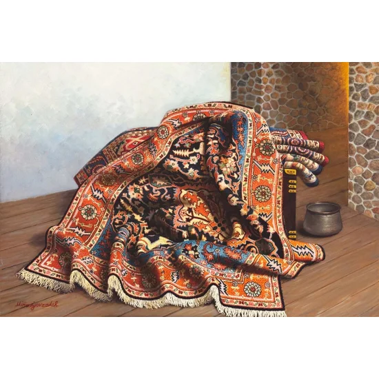 Zamanın Üzerine Serili Yağlı Boya Tablosu