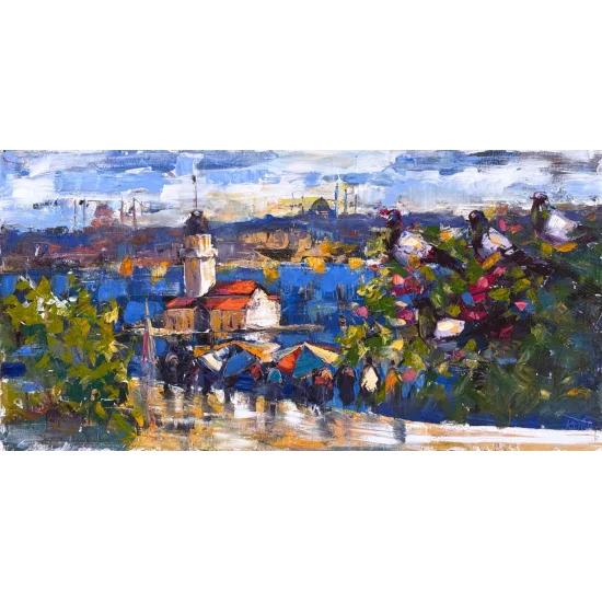 Kız Kulesi’nden Bakış Yağlı Boya Tablosu