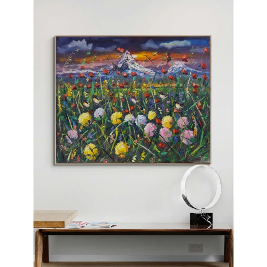 Akşam Vakti Kır Bahçesi Yağlı Boya Tablosu