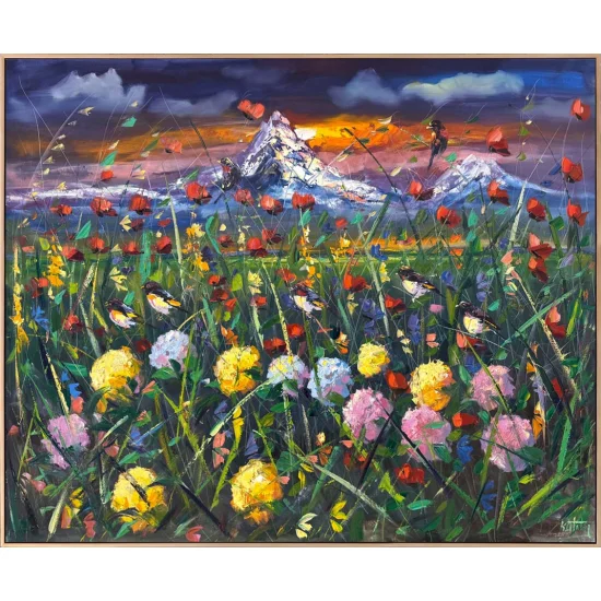 Akşam Vakti Kır Bahçesi Yağlı Boya Tablosu