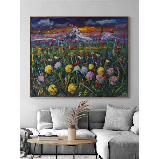 Akşam Vakti Kır Bahçesi Yağlı Boya Tablosu