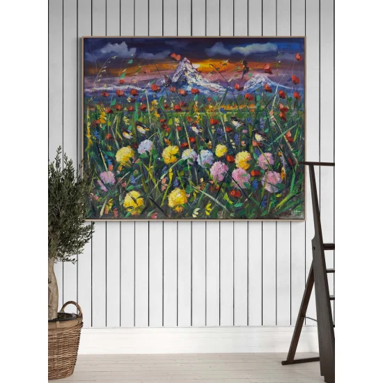 Akşam Vakti Kır Bahçesi Yağlı Boya Tablosu