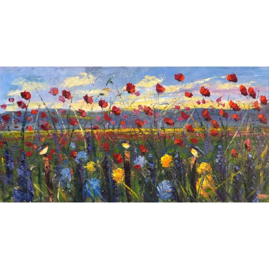 Göğe Açılan Kır Yağlı Boya Tablosu