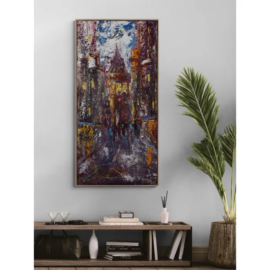 Şehrin Arasında Galata Yağlı Boya Tablosu