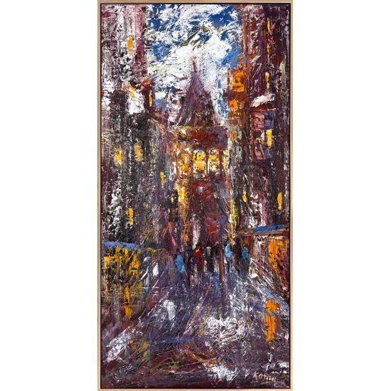 Şehrin Arasında Galata Yağlı Boya Tablosu