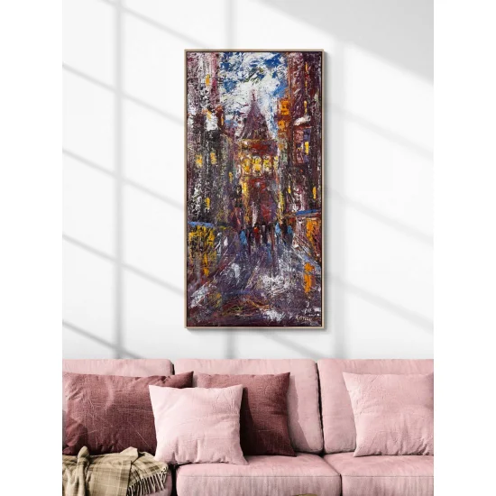 Şehrin Arasında Galata Yağlı Boya Tablosu