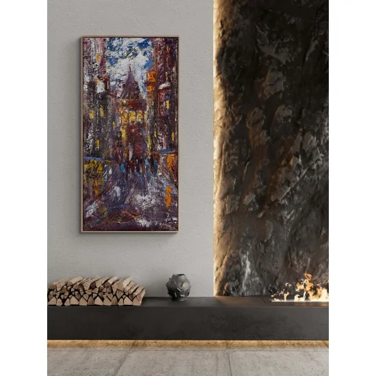 Şehrin Arasında Galata Yağlı Boya Tablosu