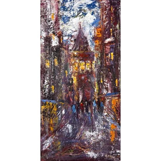 Şehrin Arasında Galata Yağlı Boya Tablosu