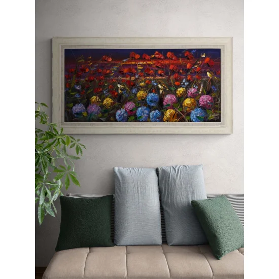 Bahar Bahçe ve Ortancalar Yağlı Boya Tablosu