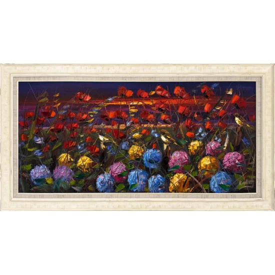 Bahar Bahçe ve Ortancalar Yağlı Boya Tablosu