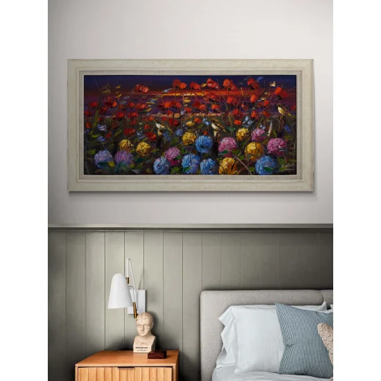 Bahar Bahçe ve Ortancalar Yağlı Boya Tablosu