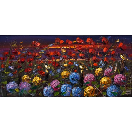 Bahar Bahçe ve Ortancalar Yağlı Boya Tablosu