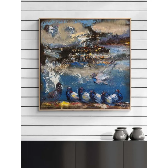 Hayallerde Güvercinler Yağlı Boya Tablosu