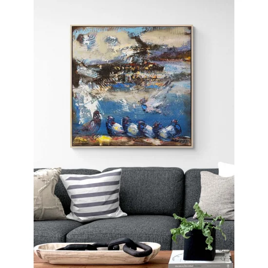 Hayallerde Güvercinler Yağlı Boya Tablosu