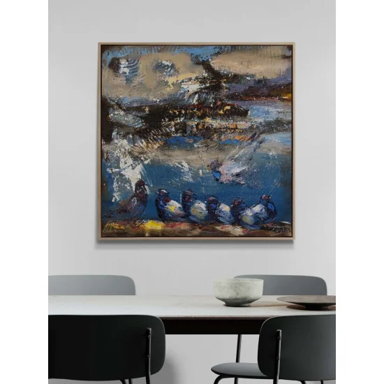 Hayallerde Güvercinler Yağlı Boya Tablosu