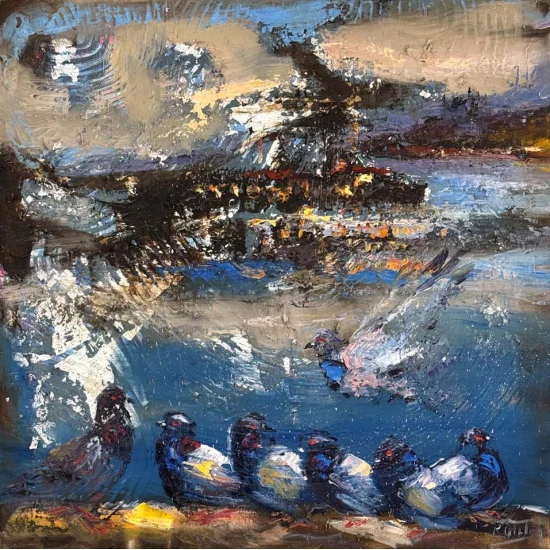 Hayallerde Güvercinler Yağlı Boya Tablosu