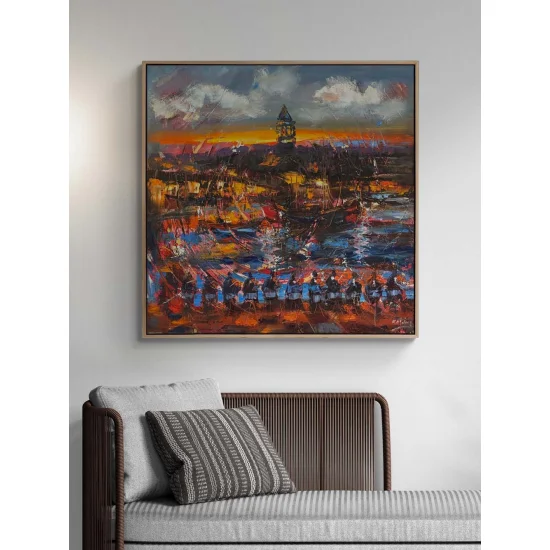Galata Tower and Music Oil Painting