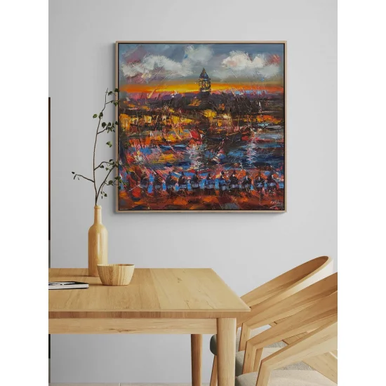 Galata Tower and Music Oil Painting