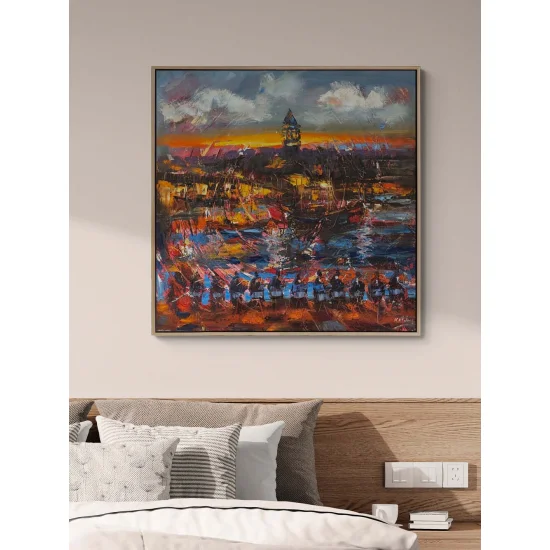Galata Tower and Music Oil Painting