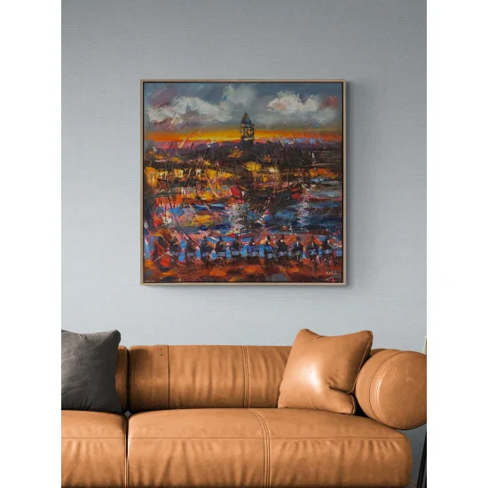 Galata Tower and Music Oil Painting