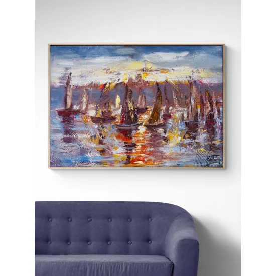 Yelkenlerin Ardında Yağlı Boya Tablosu