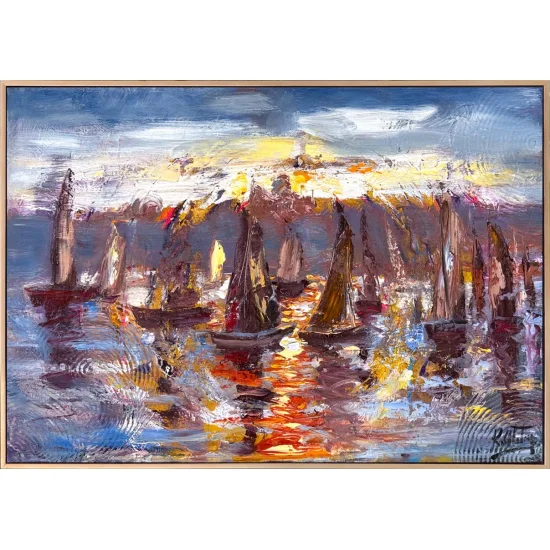 Yelkenlerin Ardında Yağlı Boya Tablosu