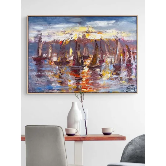 Yelkenlerin Ardında Yağlı Boya Tablosu