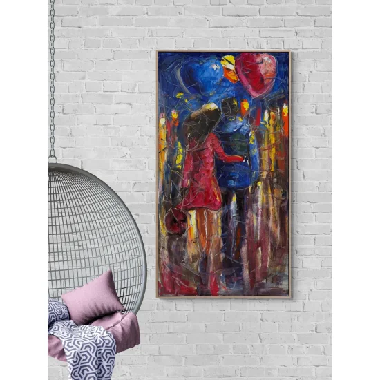 Kalpten Kalbe Yürürken Yağlı Boya Tablosu