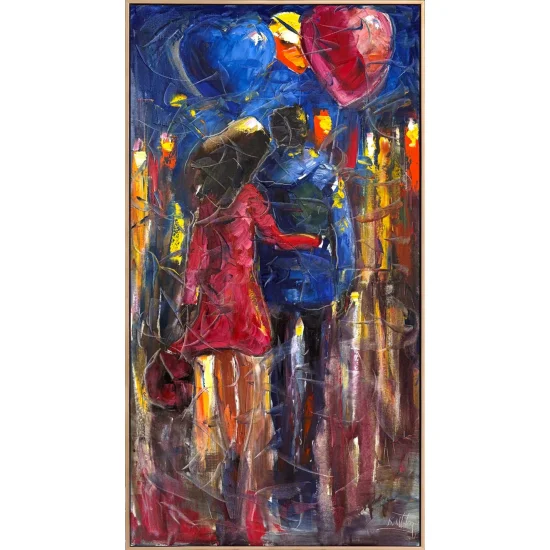 Kalpten Kalbe Yürürken Yağlı Boya Tablosu