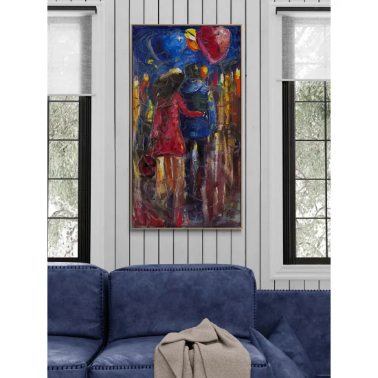 Kalpten Kalbe Yürürken Yağlı Boya Tablosu