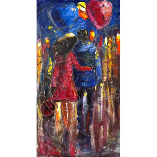 Kalpten Kalbe Yürürken Yağlı Boya Tablosu